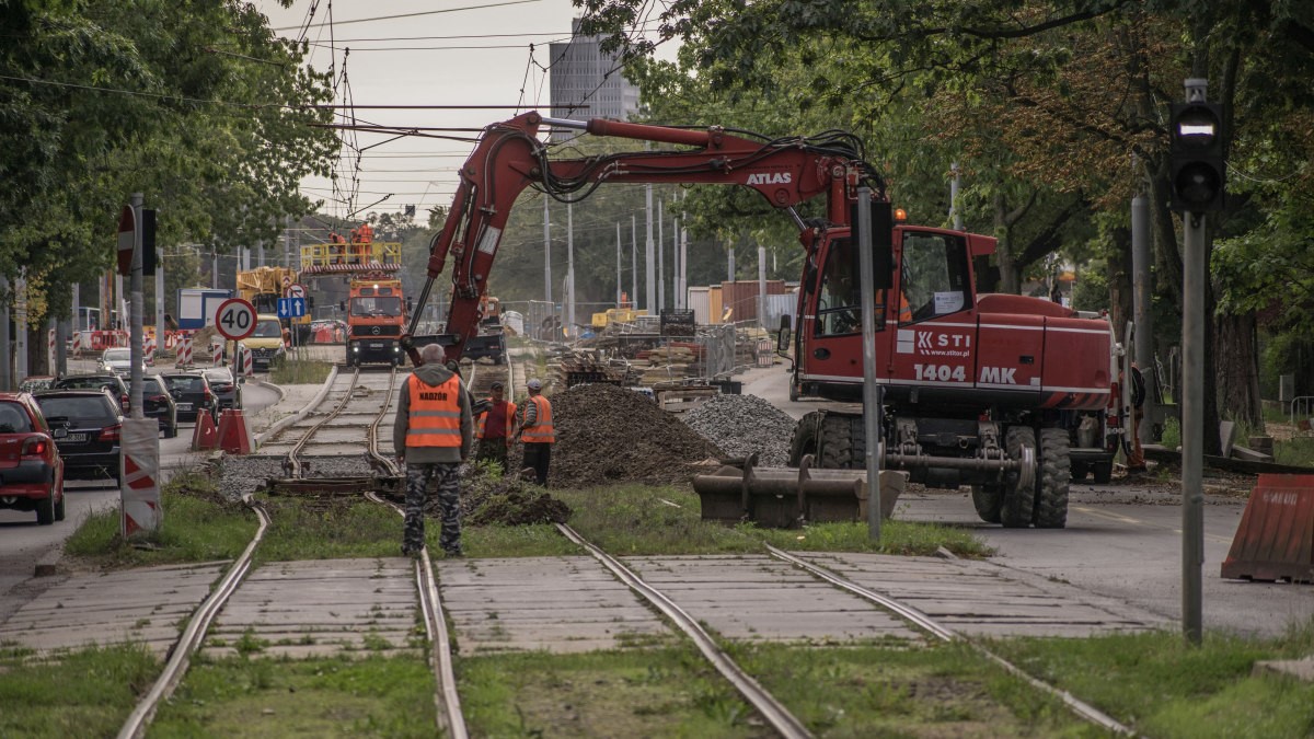 Wojska Polskiego - Prace przy budowie torowiska